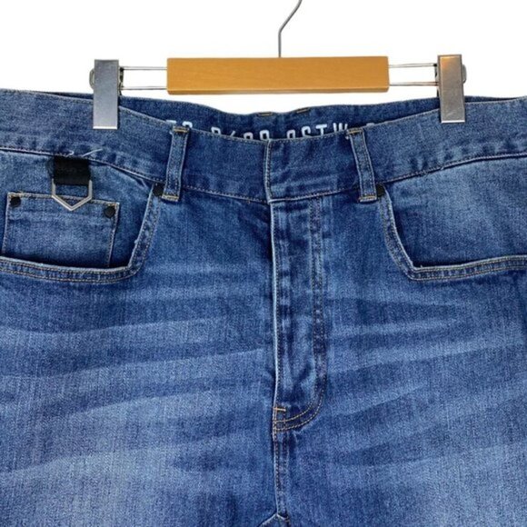 Gfc Toronto Men's Blue Medium Wash Distressed Raw Hem Slim Denim Jeans US 36 - Picture 3 of 16